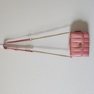 Coach Candy Pink Quilted Purse with Gold Chains